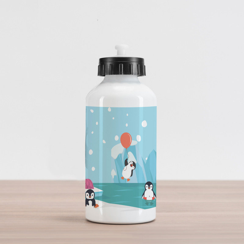 Penguins on Ice Aluminum Water Bottle