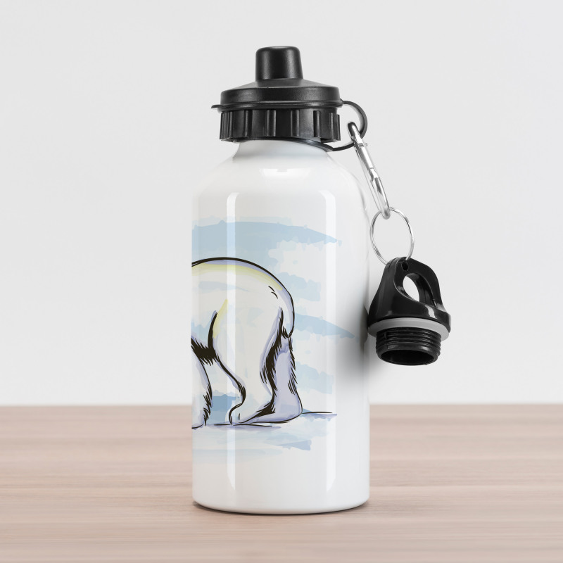 Pencil Sketch Polar Bear Aluminum Water Bottle