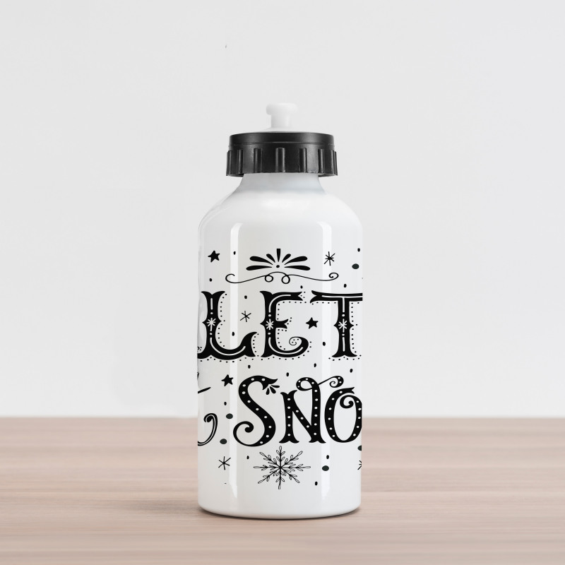 Monochrome Let it Snow Art Aluminum Water Bottle