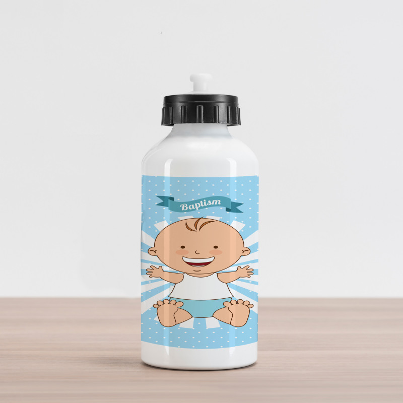 Happy Boy on Stripes Aluminum Water Bottle