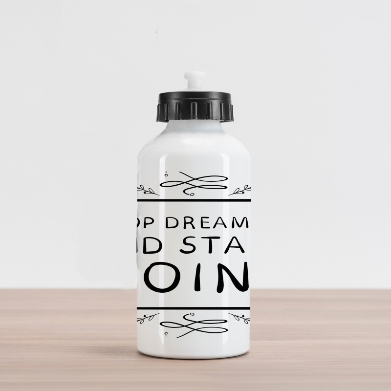 Simple Black and White Text Aluminum Water Bottle