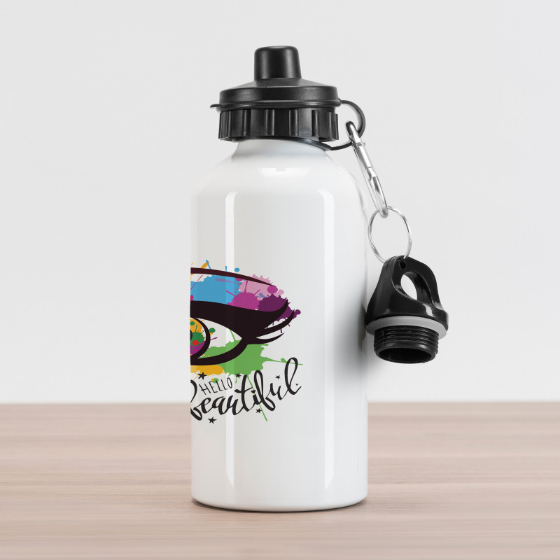 Abstract Hello Calligraphy Aluminum Water Bottle