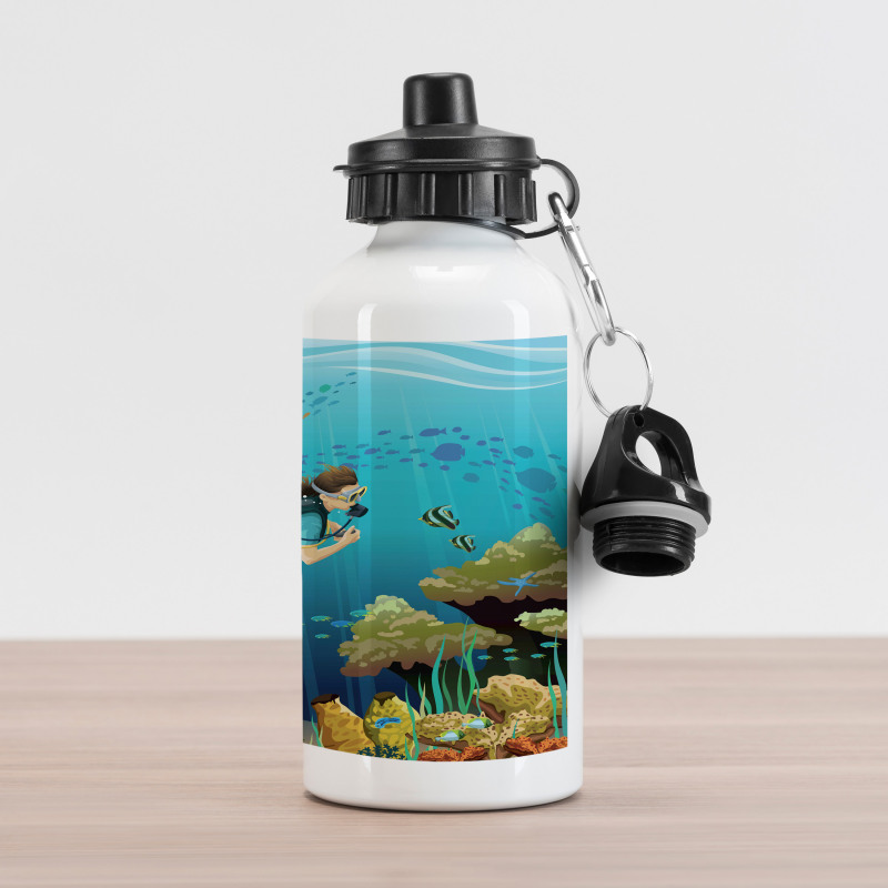 Colorful Underwater Exploring Aluminum Water Bottle