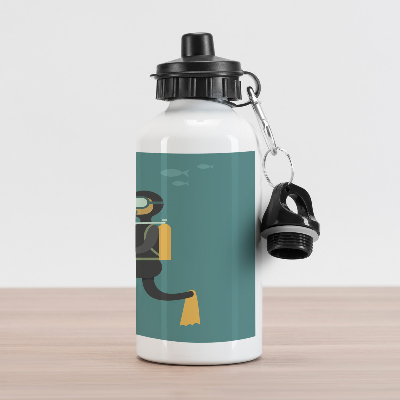 Man in Snorkels Underwater Aluminum Water Bottle