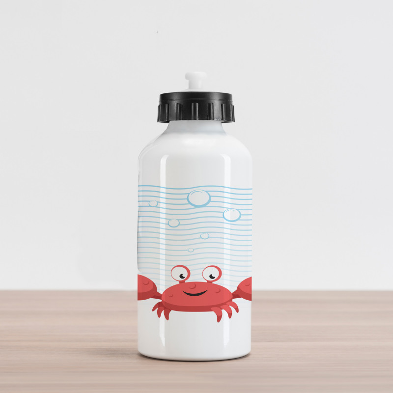 Crab Smiling Underwater Aluminum Water Bottle