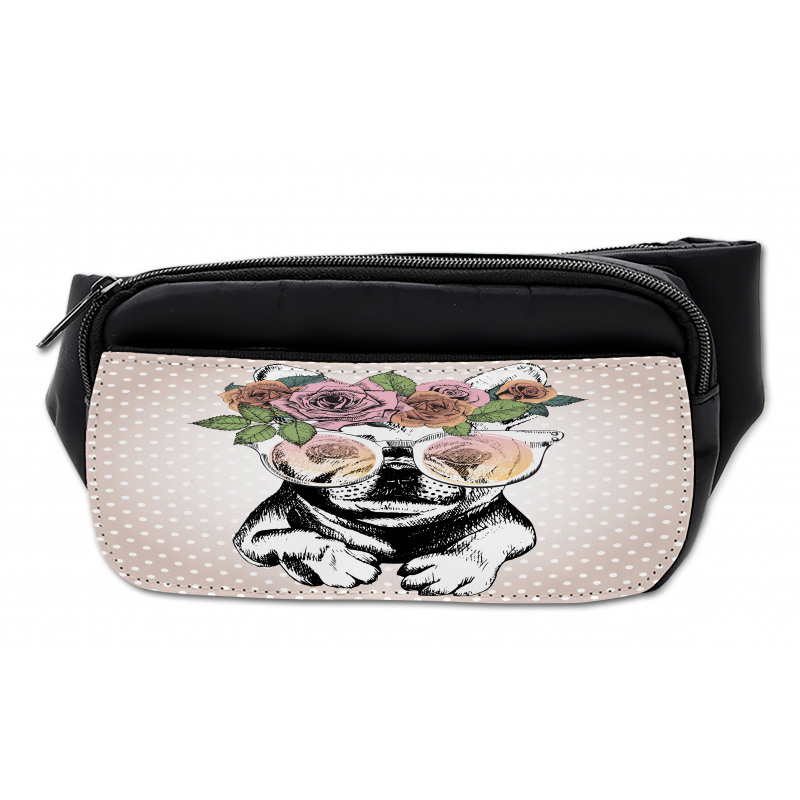 Funny Dog with Rose Wreath Bumbag