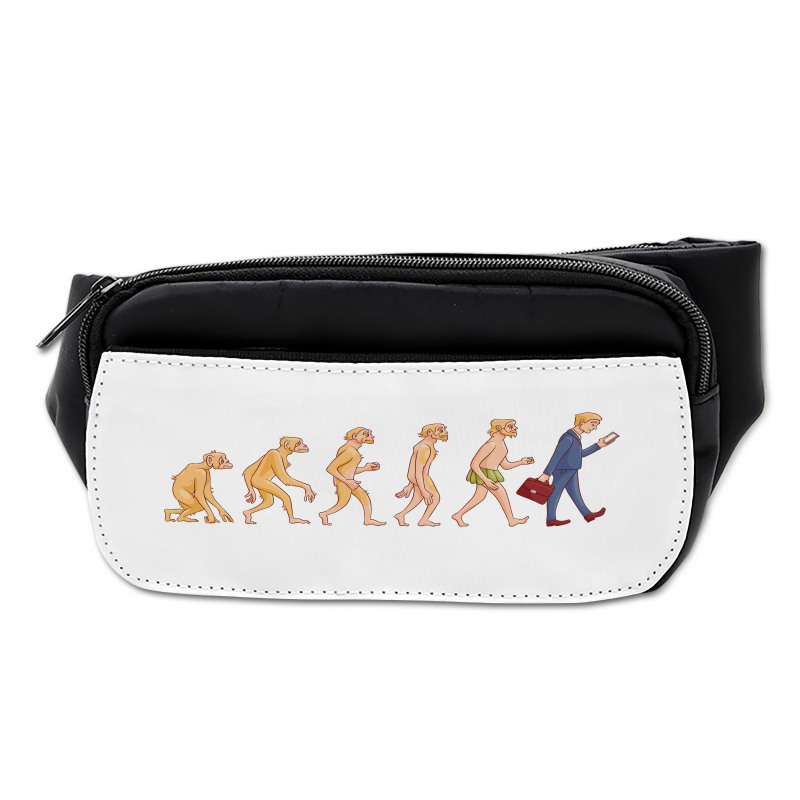 Ape to Man Cartoon Design Bumbag