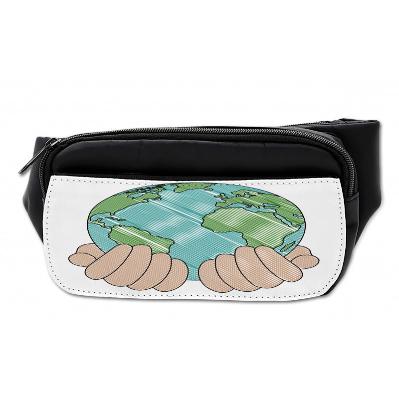 Hands Holding Globe Art Bumbag