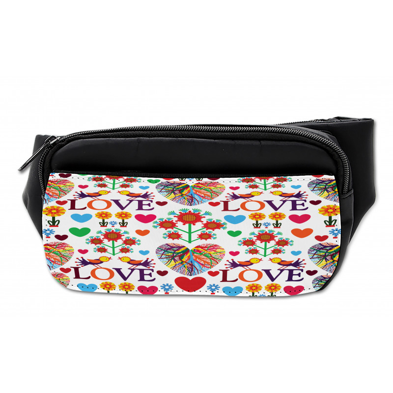 Colorful Blooms Birds Bumbag