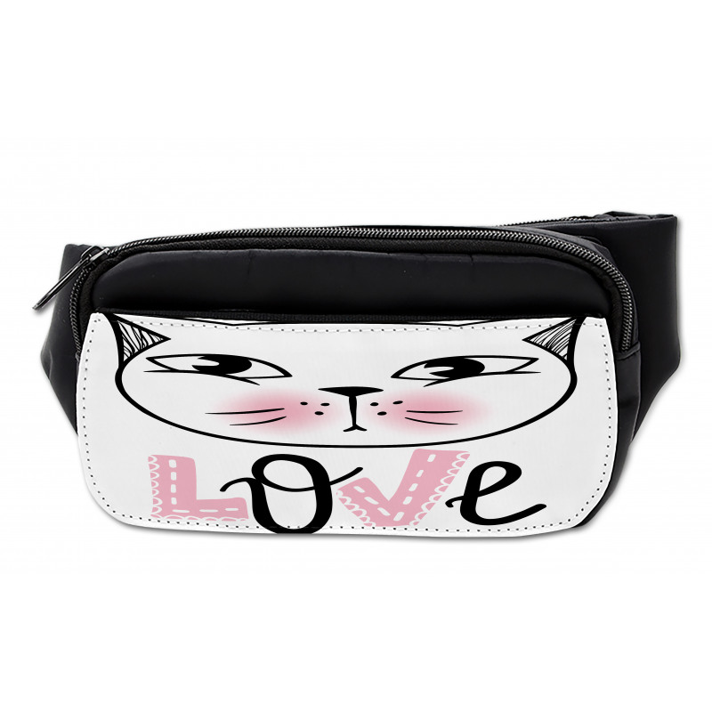 Kitten Face and Love Typography Bumbag