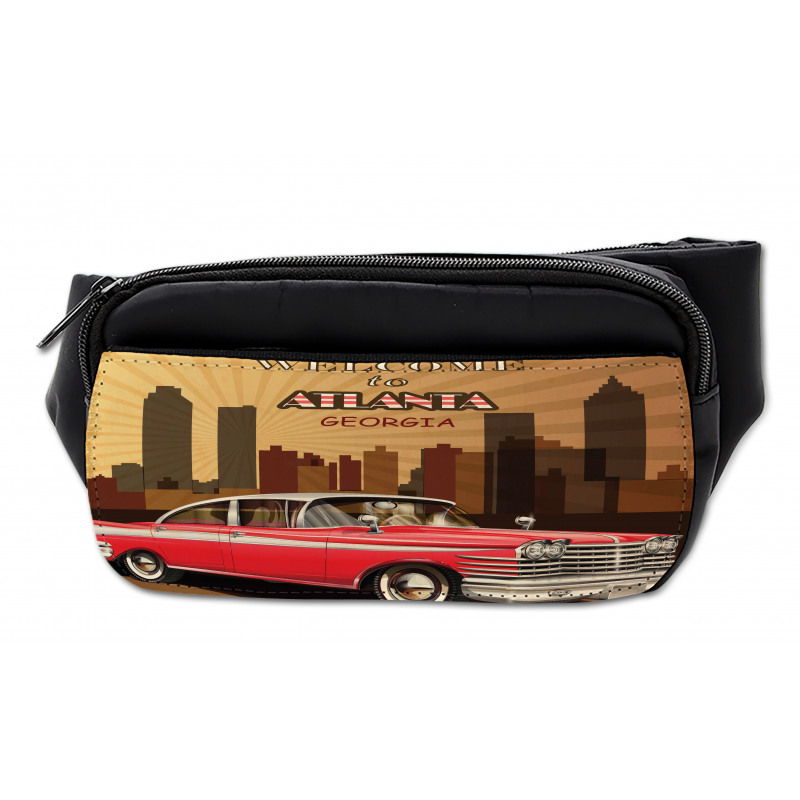 Retro Car and City Skyline Bumbag