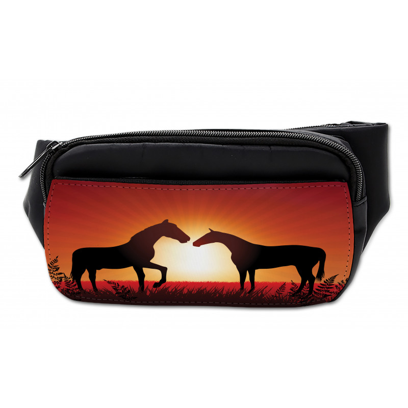 Horses Silhouette on Sunset Bumbag