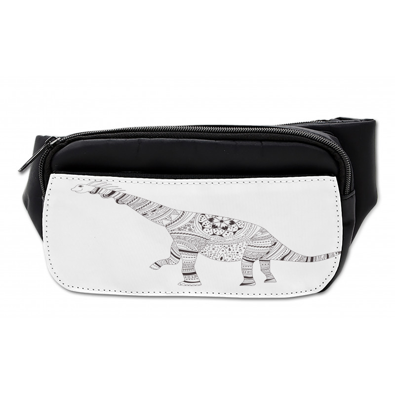 Monochrome Zentangle Dinosaur Bumbag