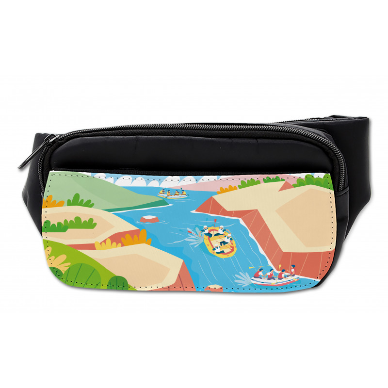 Rafting on River Cartoon Bumbag