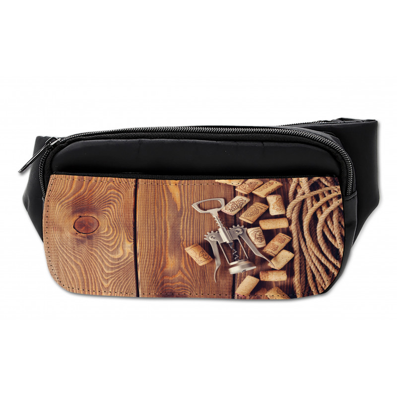 Wooden Table Wine Corks Bumbag