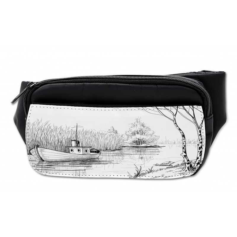 Black White Boat River Bumbag