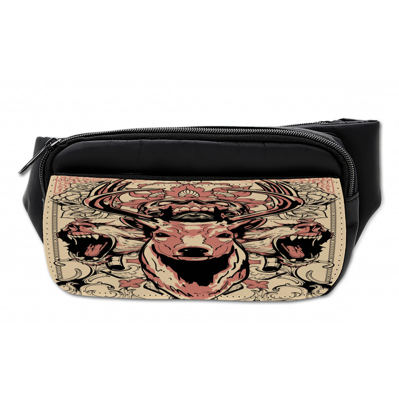 Floral Skull and Wolves Bumbag