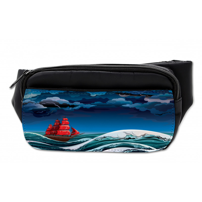 Cartoon Ship on Waves Bumbag