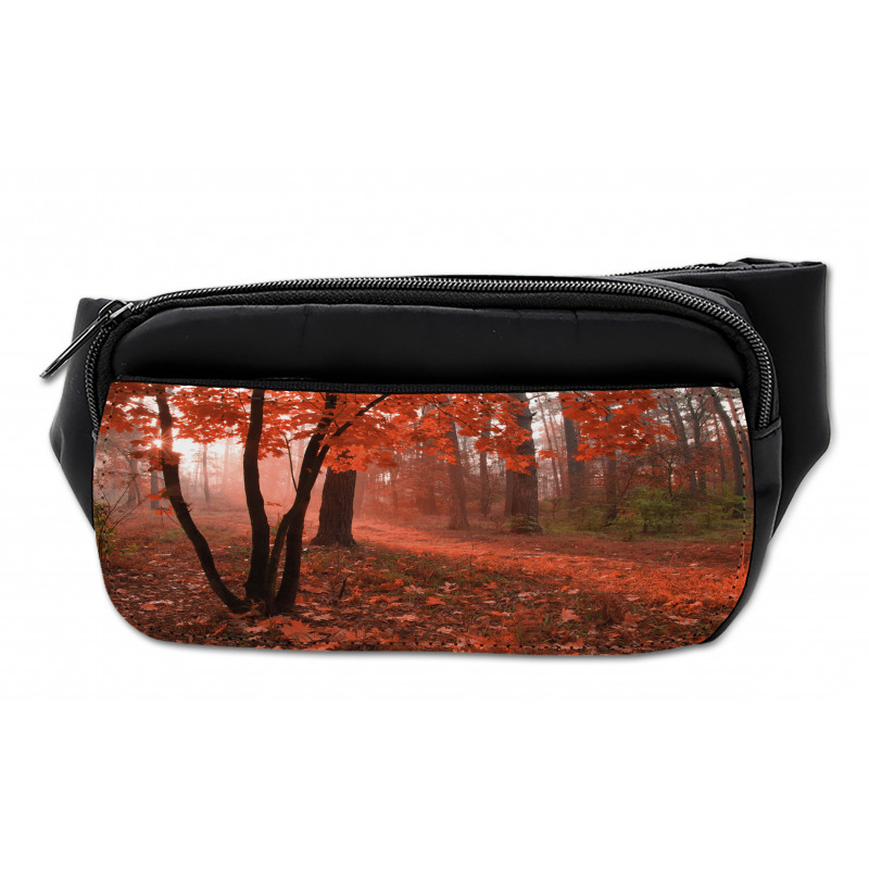 Misty Forest Leaves Orange Bumbag