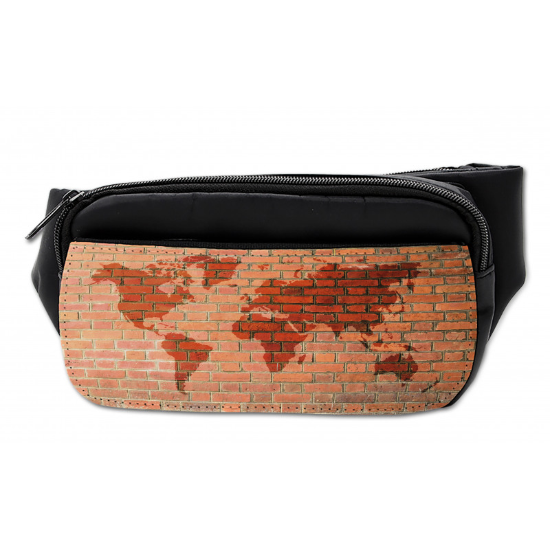 World Map on Brick Wall Bumbag