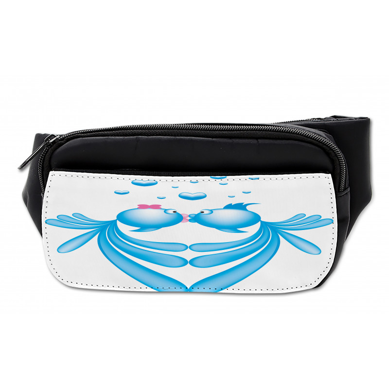 Blue Cartoon Fishes Heart Bumbag