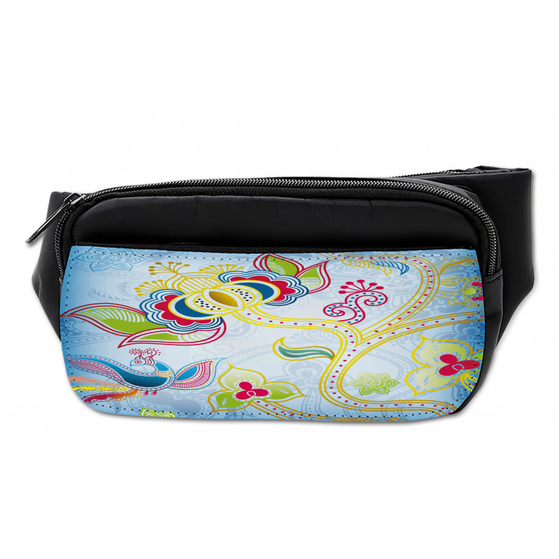 Colorful Floral Art Motif Bumbag