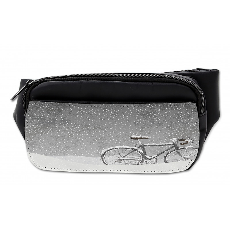 Bicycle Snow Calm Scene Bumbag