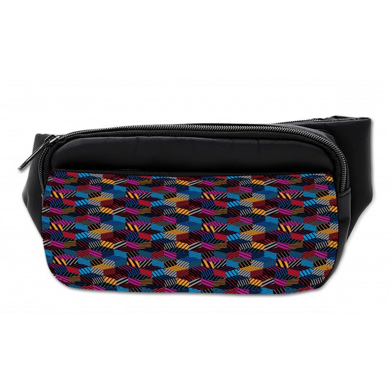 3D Cube Stripes Style Bumbag