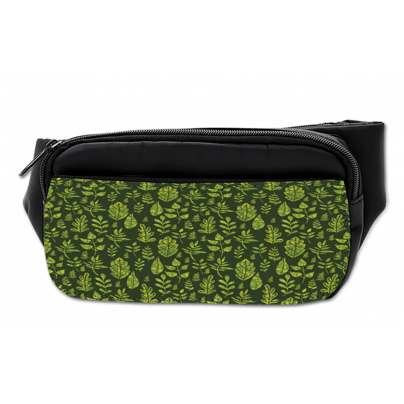 Patterned Green Leaves Bumbag