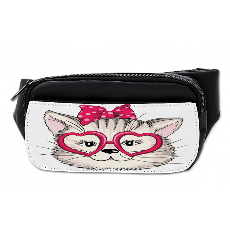 Heart Shape Glasses Bow Bumbag