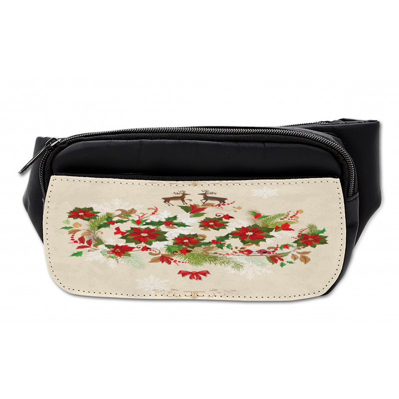 Flower Reindeer Motif Bumbag