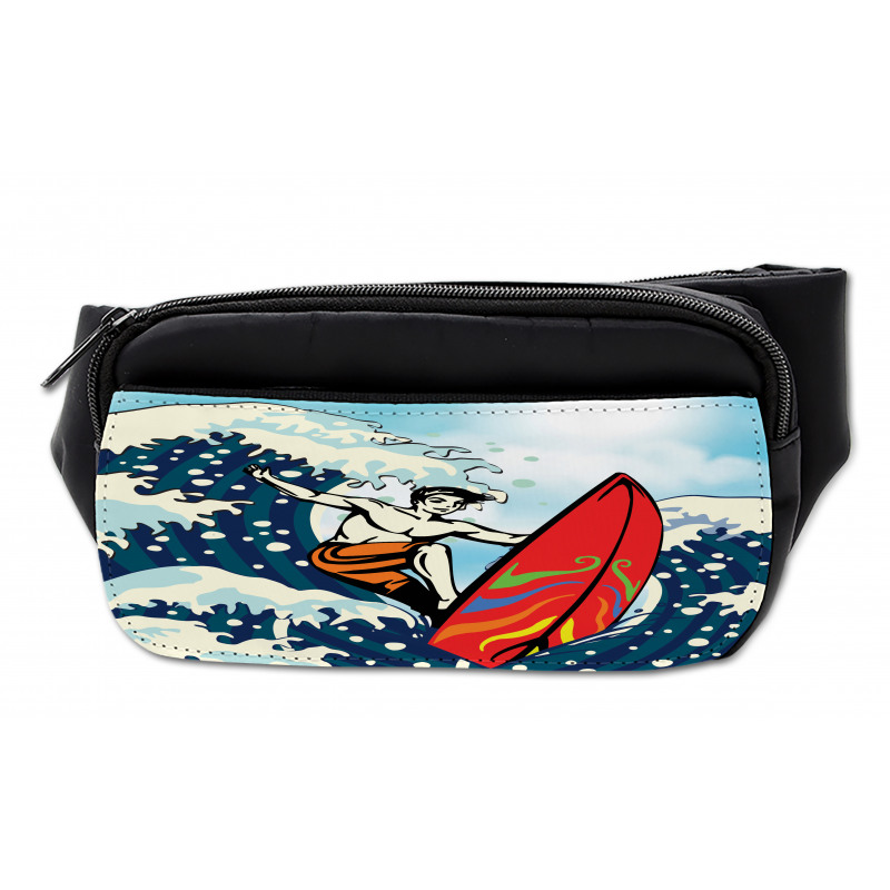 Summer Cartoon Surfing Boy Bumbag