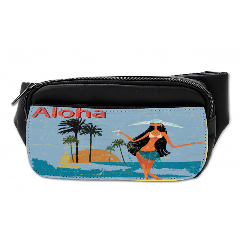 Brunette Hair Hawaiian Lady Bumbag