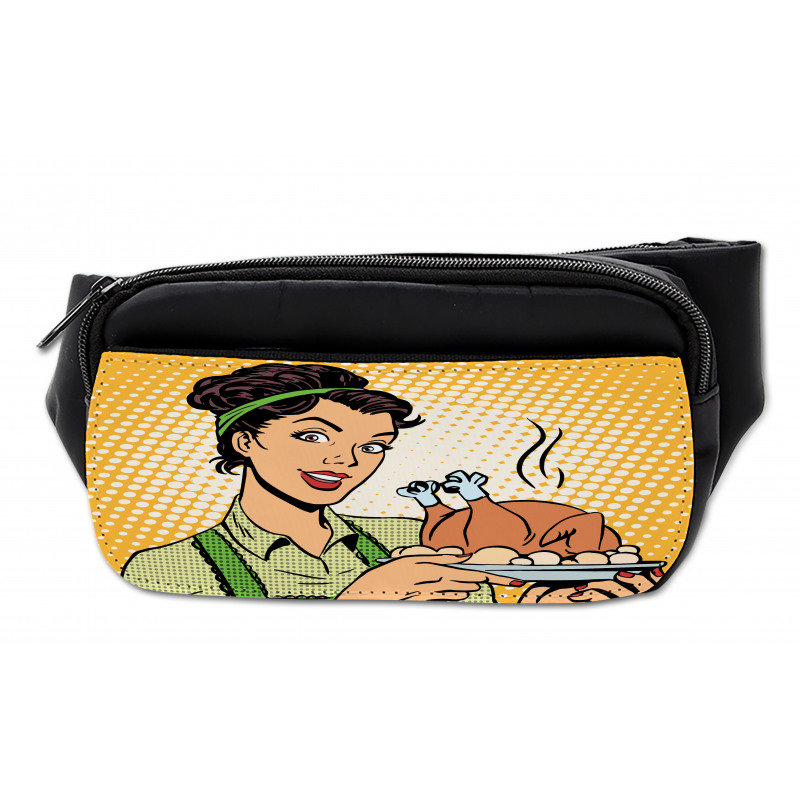 Woman with Cooked Chicken Bumbag