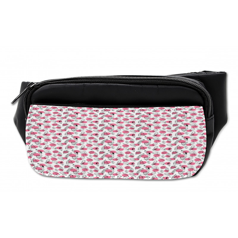 Outline Feather Motifs Dots Bumbag