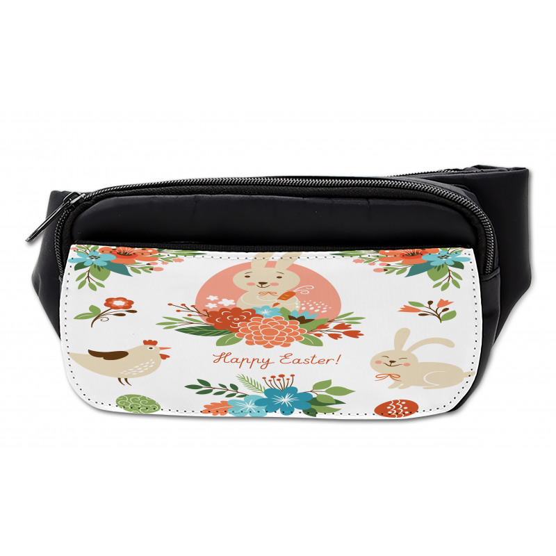 Pastel Bunny Flowers Cartoon Bumbag