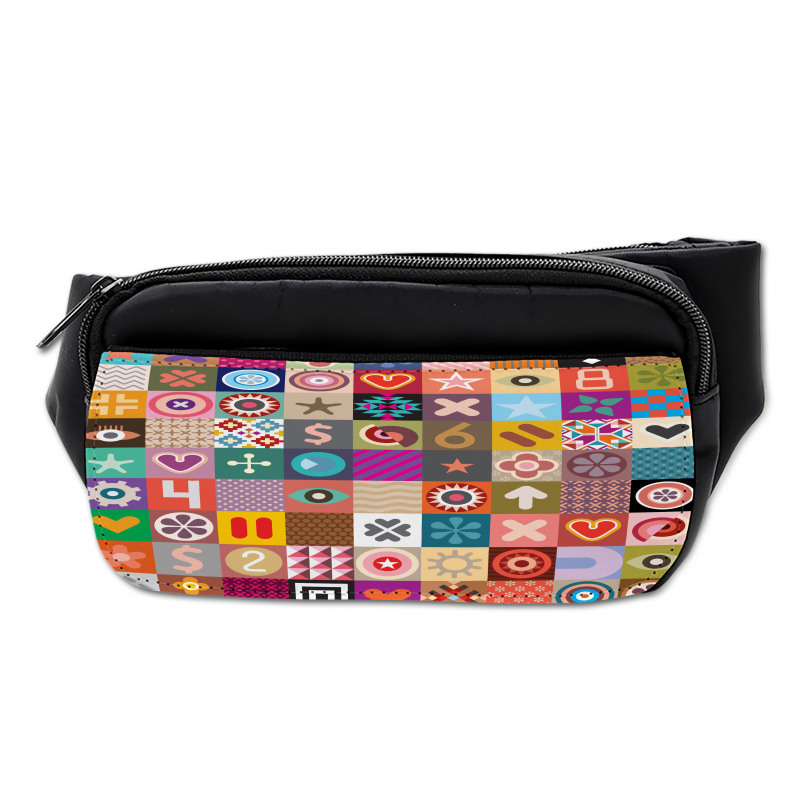 Multi Patterned Squares Bumbag