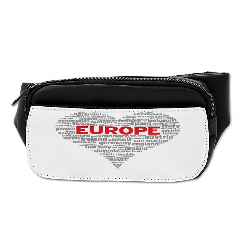 European Country Names Heart Bumbag