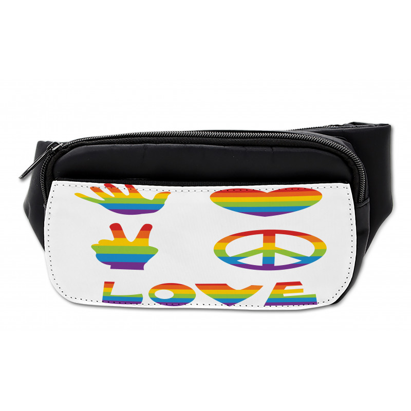 Rainbow Colors Peace and Love Bumbag