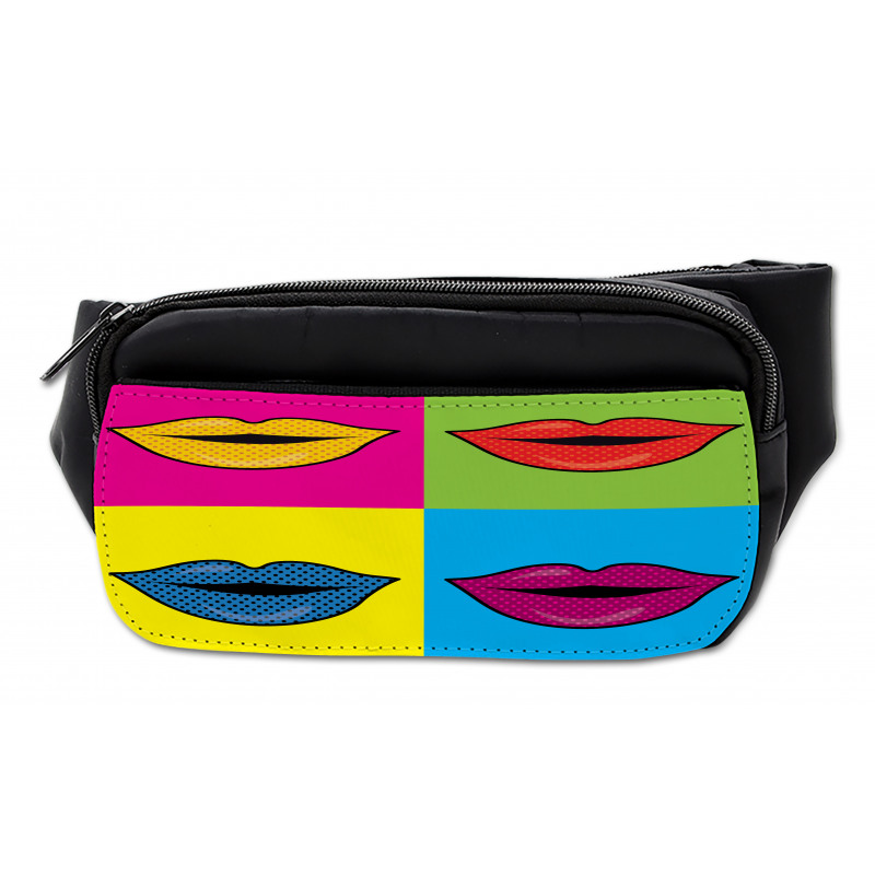 Colored Lips in Squares Bumbag