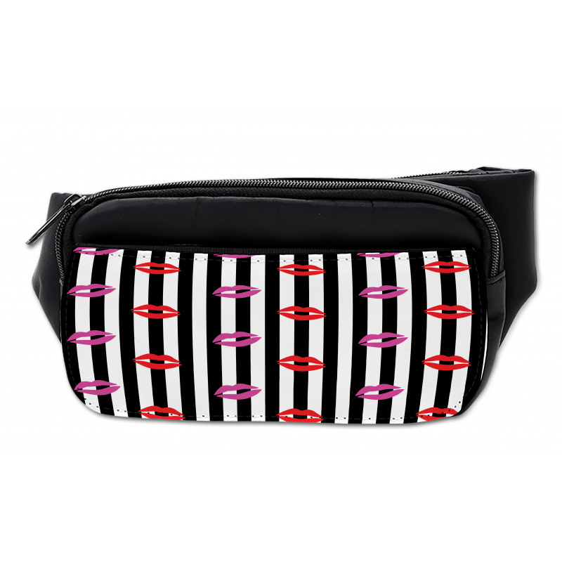 Lipstick Prints on Stripes Bumbag