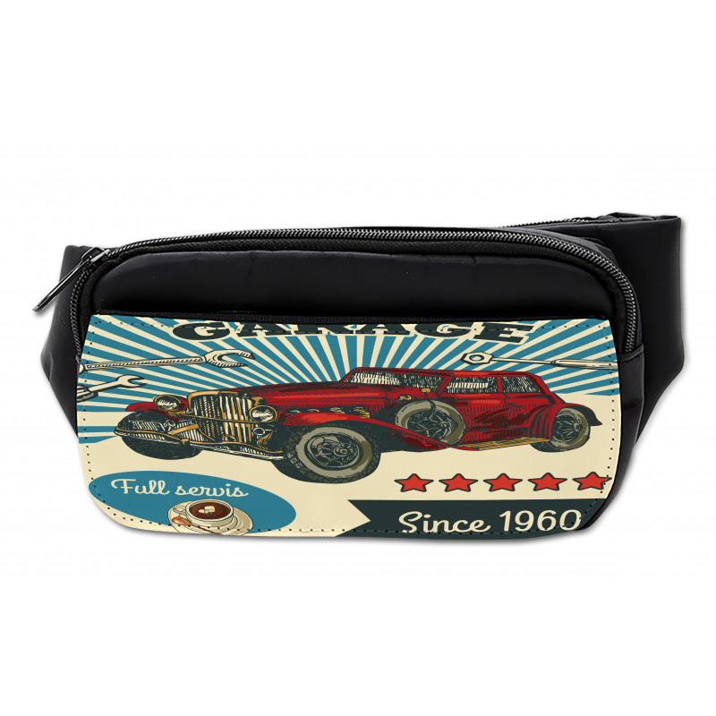 Retro Car Garage Art Bumbag