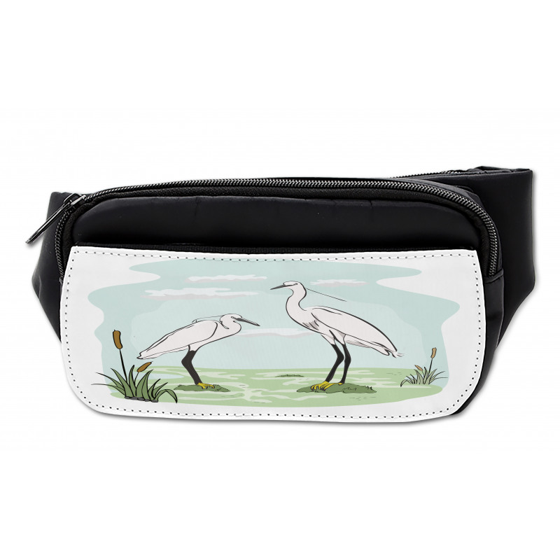 2 Herons in Marsh Cartoon Bumbag