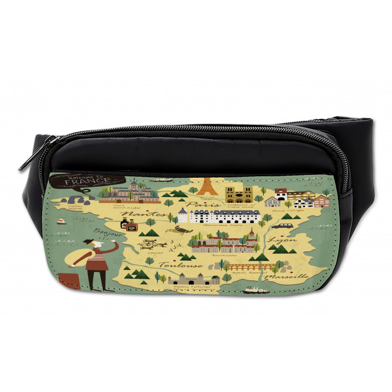 Travel Landmarks Map Doodle Bumbag