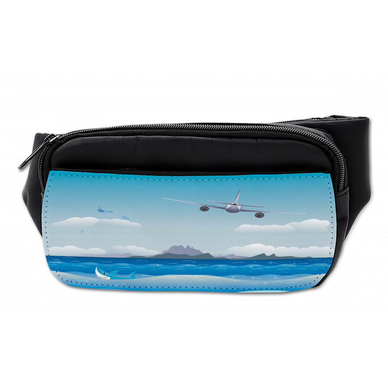 Plane Fly on Sea and Shark Bumbag