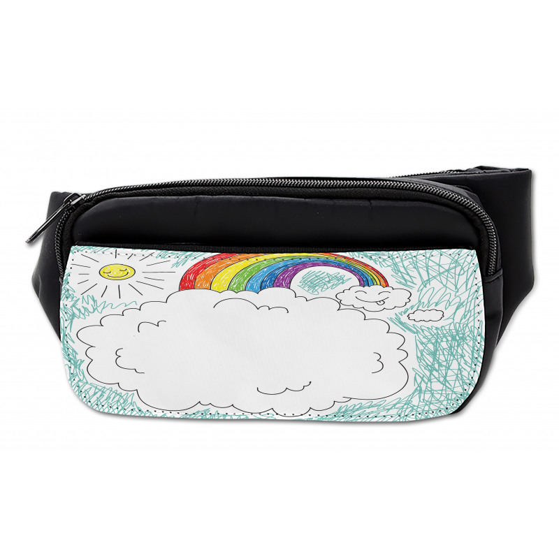 Childish Drawn Rainbow Sun Bumbag