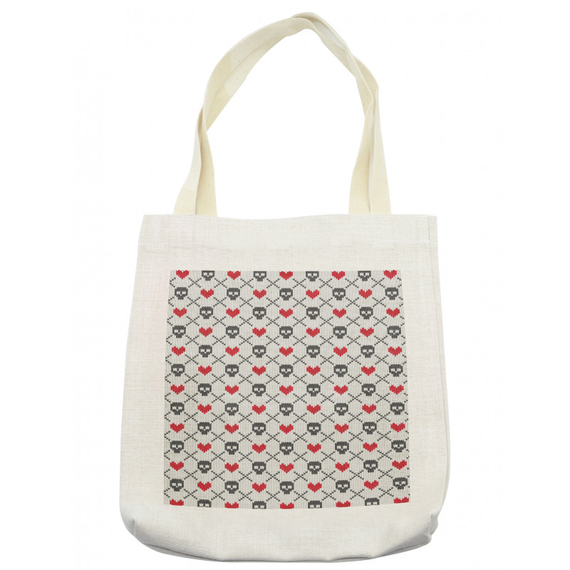 Skulls Red Hearts Tote Bag