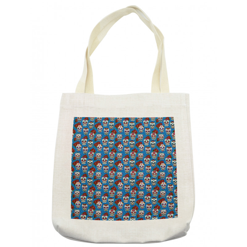 Floral Roses Skulls Tote Bag