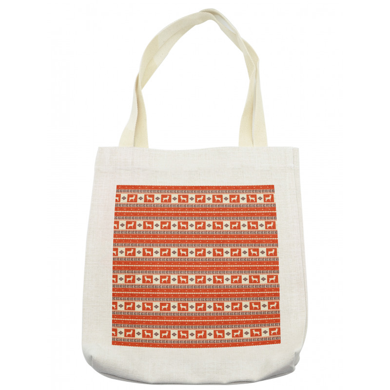 Llama and Folk Motif Pattern Tote Bag