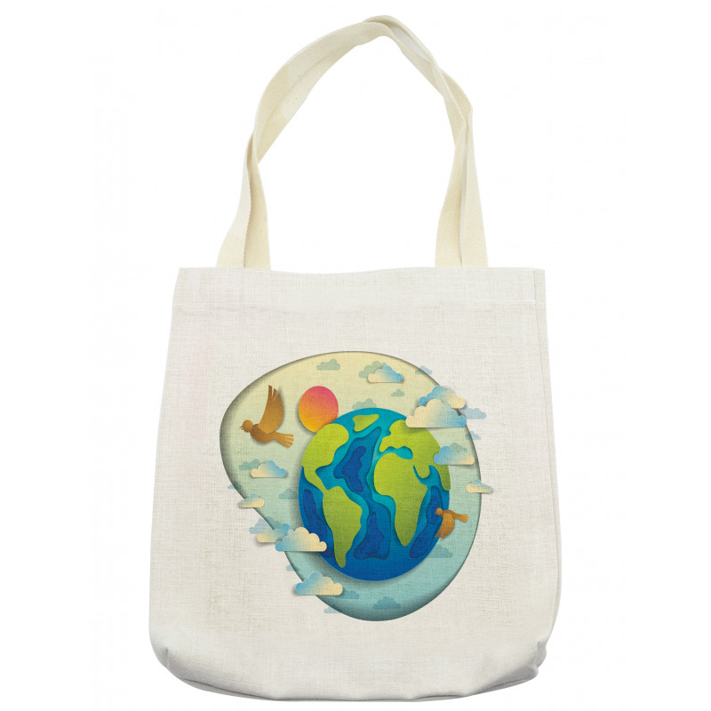 Graphical Globe Clouds Tote Bag